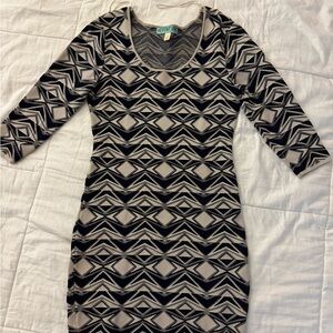 Zara Black and Gray Long Sleeve Dress